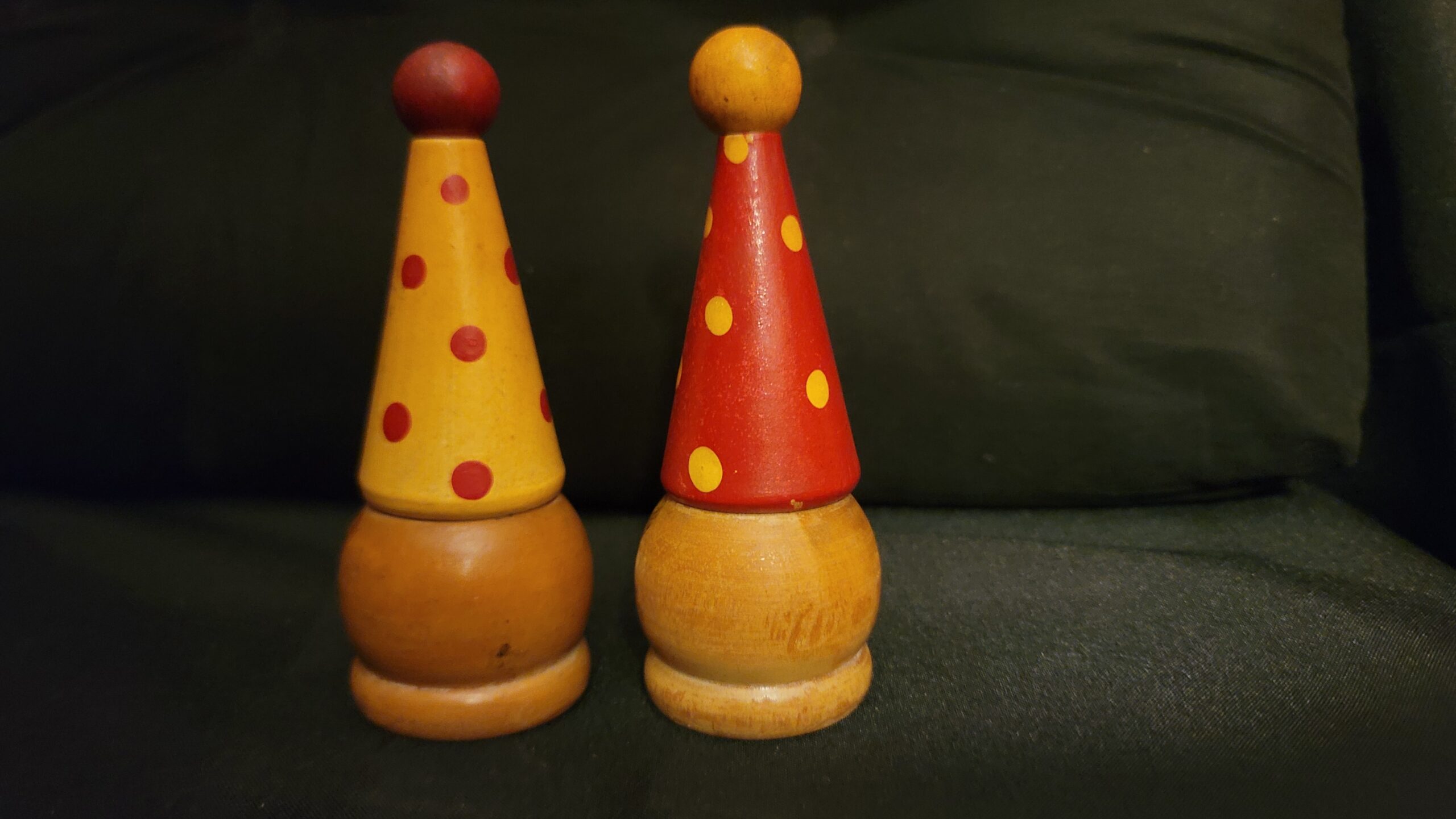 Vintage Salt and Pepper Shakers / Ucagco / Wooden Clowns