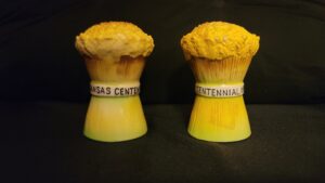 Vintage 1961 Kansas Centennial Salt and Pepper Shakers / Wheat Bundles