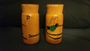 Vintage Salt and Pepper Shakers / Wood / Jamaica
