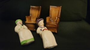 Vintage Salt and Pepper Shakers / Norcrest / Old Man with Pipe and Rocking Chair